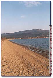The beach of Agios Nikolaos at June